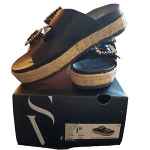 Simply Vera Vera Wang Riccoli Black with Rhinestone  Buckets Sandals